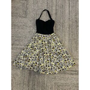 Girls from Savoy Dress Memory Of Feath Halter Retro Pin Up Swing Size 6 Anthro